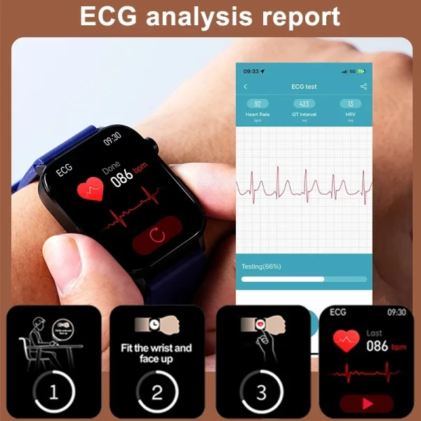 2024 New ECG+PPG Medical Grade Smart Watch Men Blood Glucose Blood Lipid Uric Acid Monitoring Bluetooth Call Health Smartwatches - Image 4