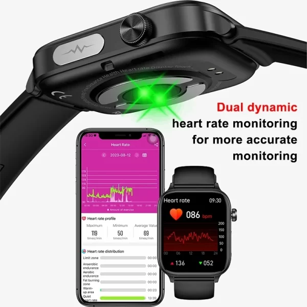 2024 New ECG+PPG Medical Grade Smart Watch Men Blood Glucose Blood Lipid Uric Acid Monitoring Bluetooth Call Health Smartwatches - Image 5